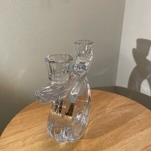 Vannes Art France Crystal Art Deco Candlestick Holder  6"h 7.75"w
